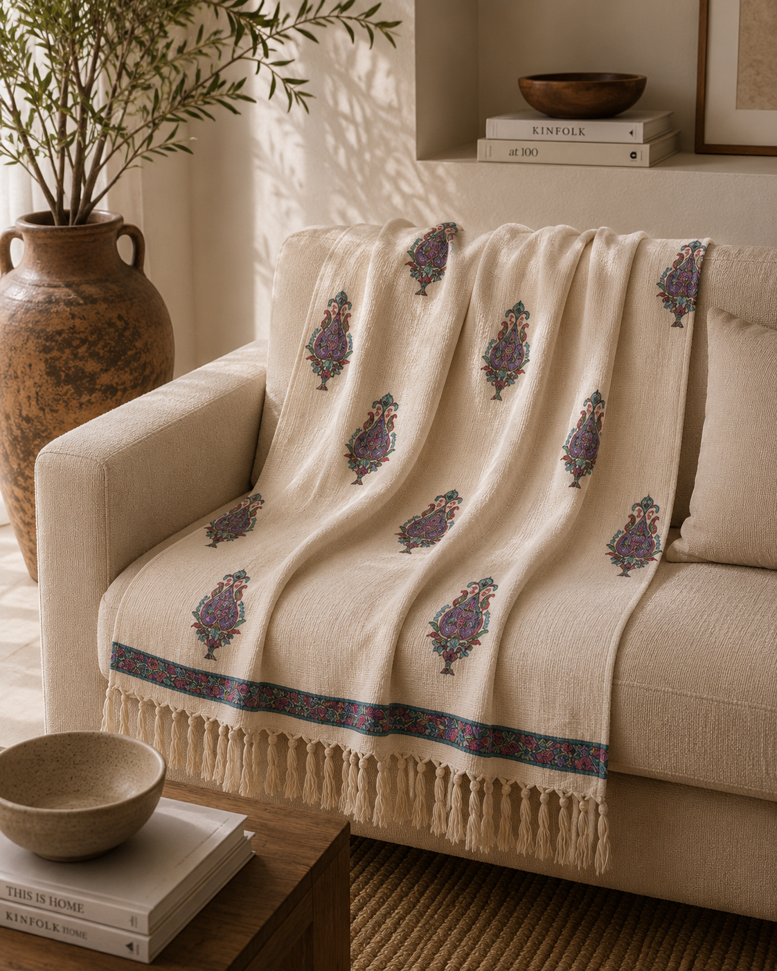 Hand block printed throw